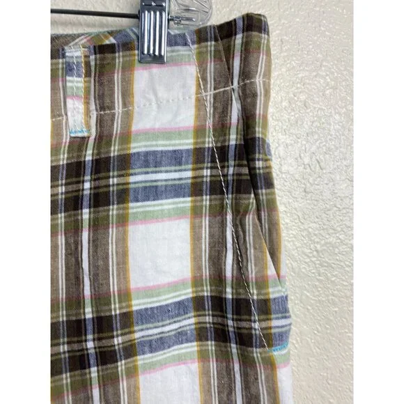 Tommy Bahama Linen Relax Mens Shorts Size 38 Plaid Chino Vacation Brown beach - Picture 11 of 14